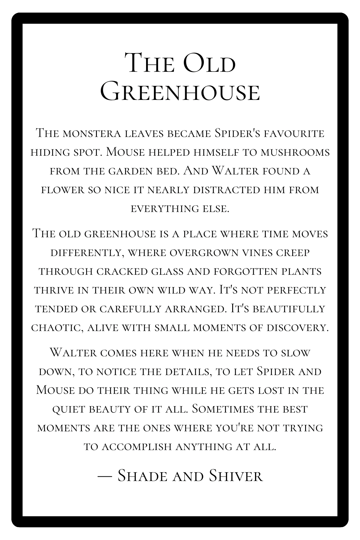 "The Old Greenhouse" Print